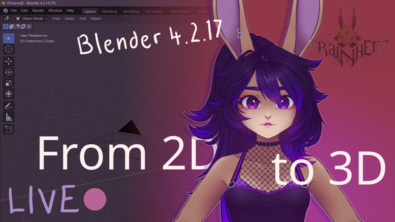♡ Modeling a VTuber bunny girl from scratch! Blender 3D ✧♡ Live! ✧ 03.5