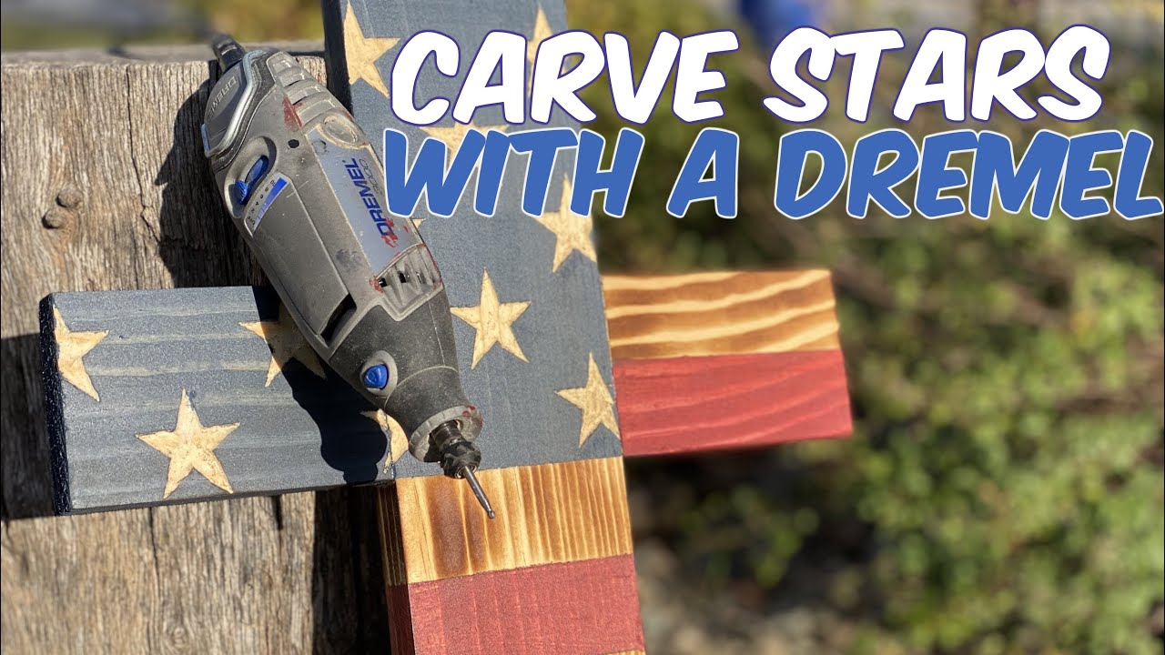 How to Carve Stars on a Rustic American Flag | How to Carve Stars with a Dremel | Rustic Flag How To