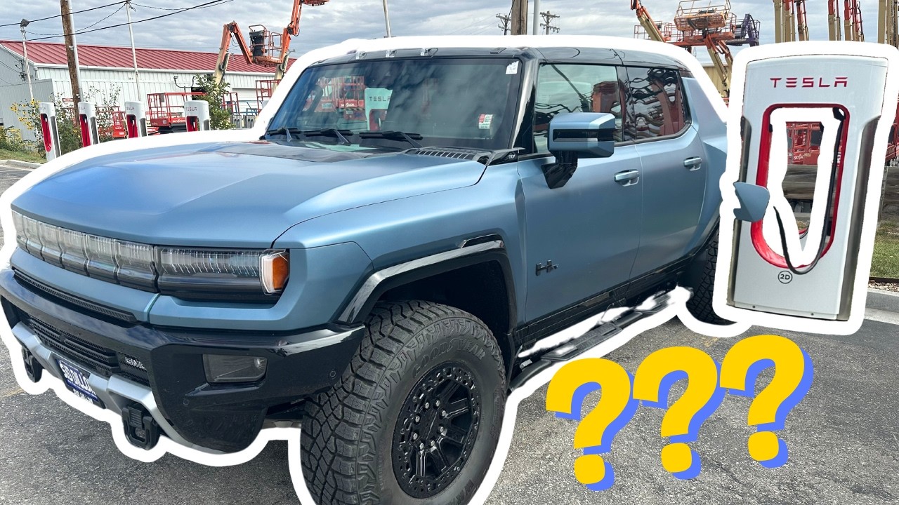 Зарядка электромобиля GMC Hummer на станции Tesla Supercharger!