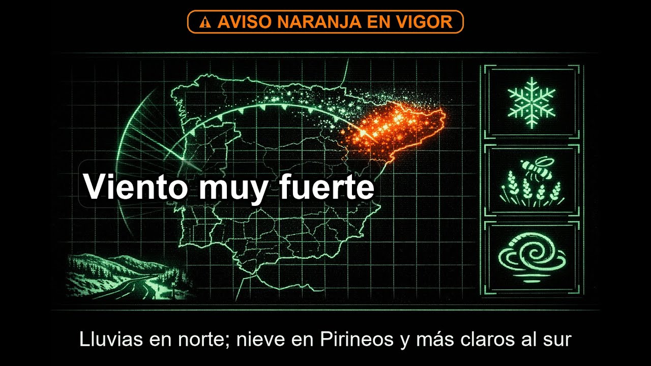 🌬️ Viento muy fuerte y nieve en Pirineos: nordeste y Baleares bajo inestabilidad
