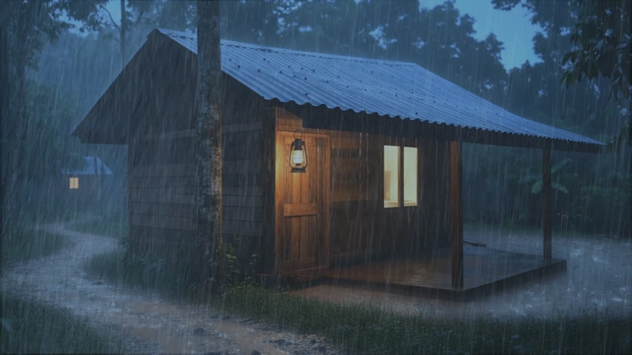 Rain Sounds for Sleeping on Metal Roof | Heavy Rain and Thunder for Sleeping and Relaxation