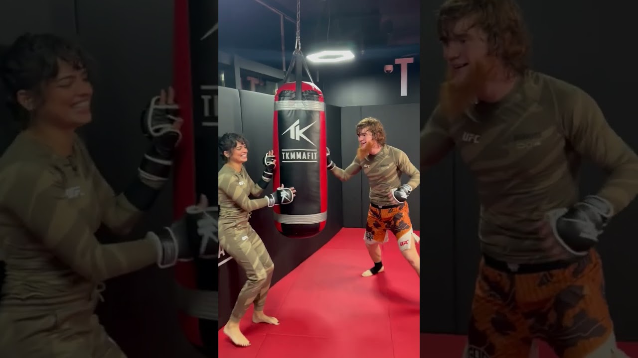 UFC fighter Shara Bullet scares Nina Drama during MMA training LOL #shorts #mma #ufc