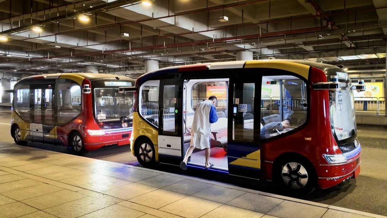 Riding FAKE self-driving minibus and tram in Guangzhou, China