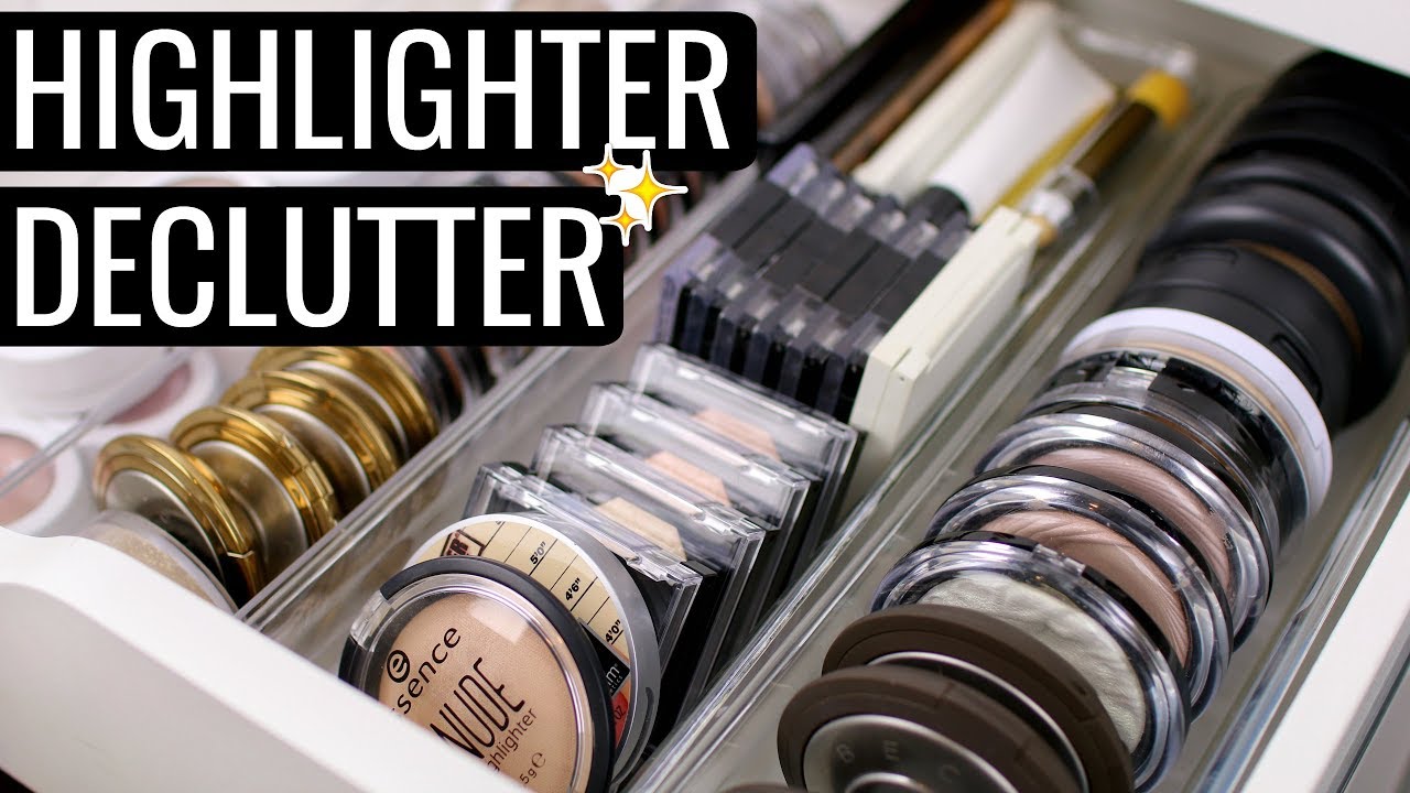 MAKEUP DECLUTTER 2018! HIGHLIGHTERS