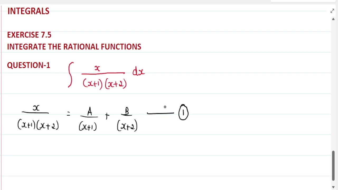 Find the integral of rational function x/(x+1)(x+2) dx; by using partial fractions