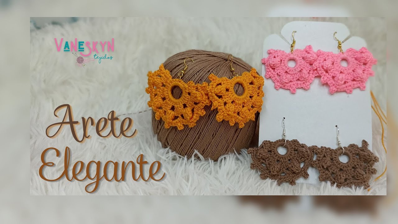Te enseño paso a paso Cómo hacer ARETES a CROCHET fáciles, ESPAÑOL #11