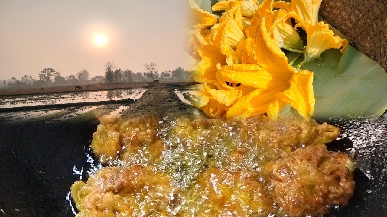 Early morning went to farm// picked pumpkin flowers and made pakoda 