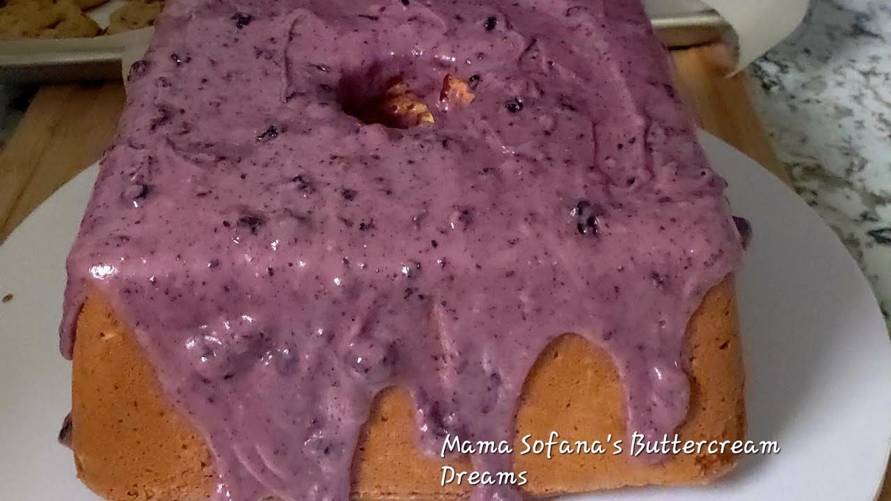 Lemon 🍋 Cream Cheese Pound Cake #cakerecipe topped with Blueberry Lemon Glaze #poundcake 