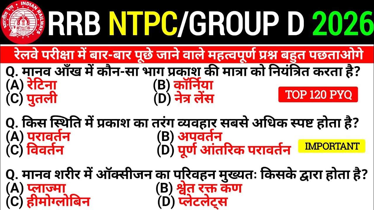 RRB NTPC Science Previous Year Questions 🔥 | NTPC CBT-1 Science 120 Questions Class | Physics 