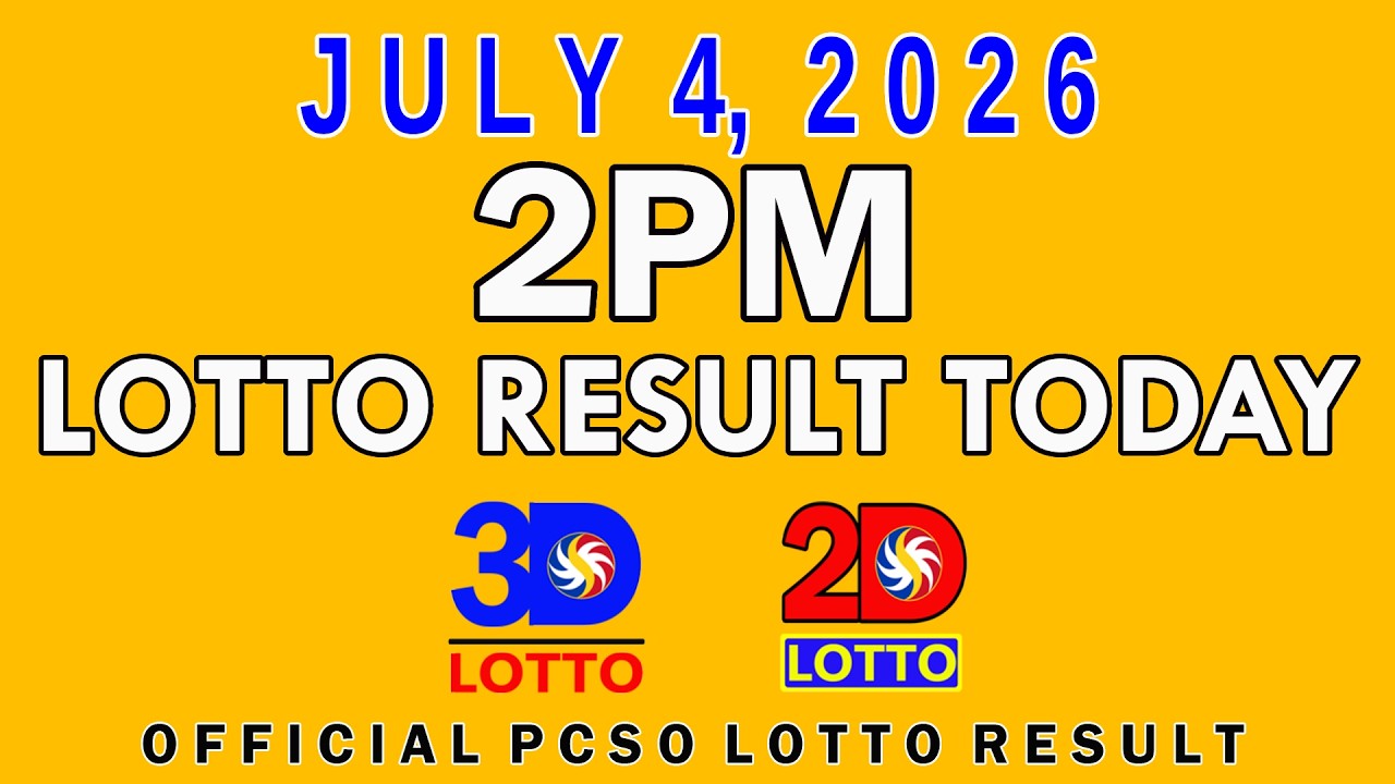 2pm Lotto Result Today July 4 2026 Swertres 3D Lotto Ez2 2D Lotto PCSO