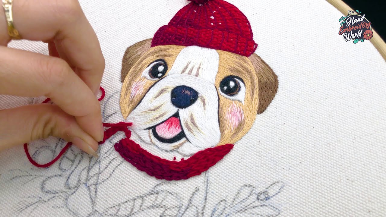 Hand Embroidery - Christmas Dog Embroidery