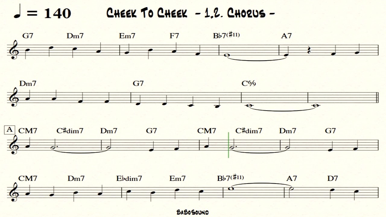 Cheek To Cheek Backing Track For Bass
