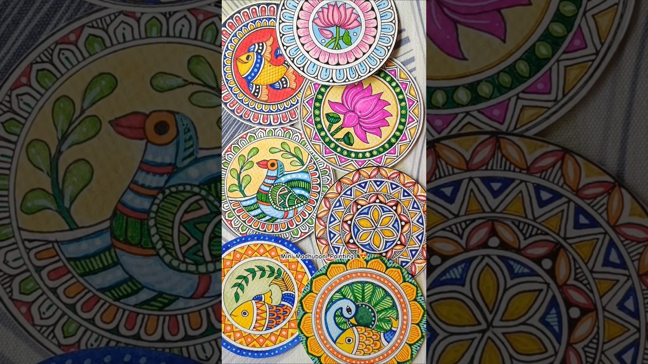 Easy Madhubani Paintings for Beginners | Mini Madhubani Painting | How to Draw Madhubani Art 😍