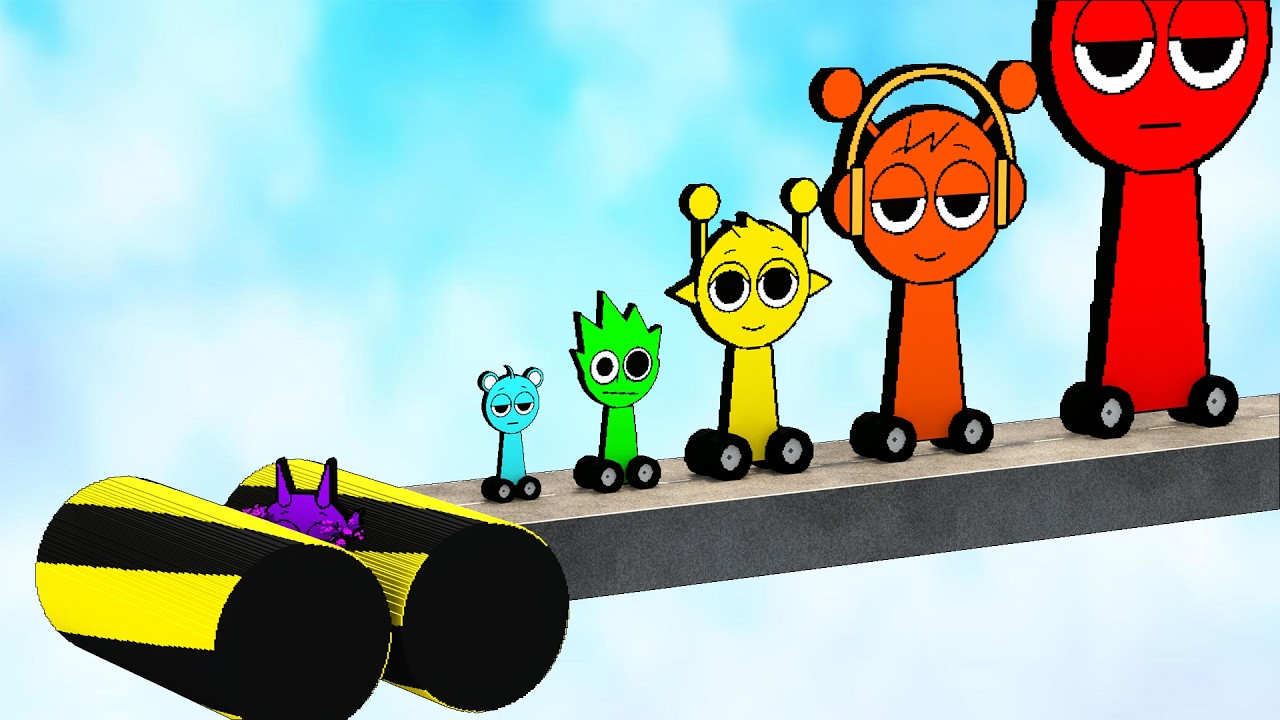 Big & Small Incredibox Sprunki Cars Vs Spinning Rollers | Teardown