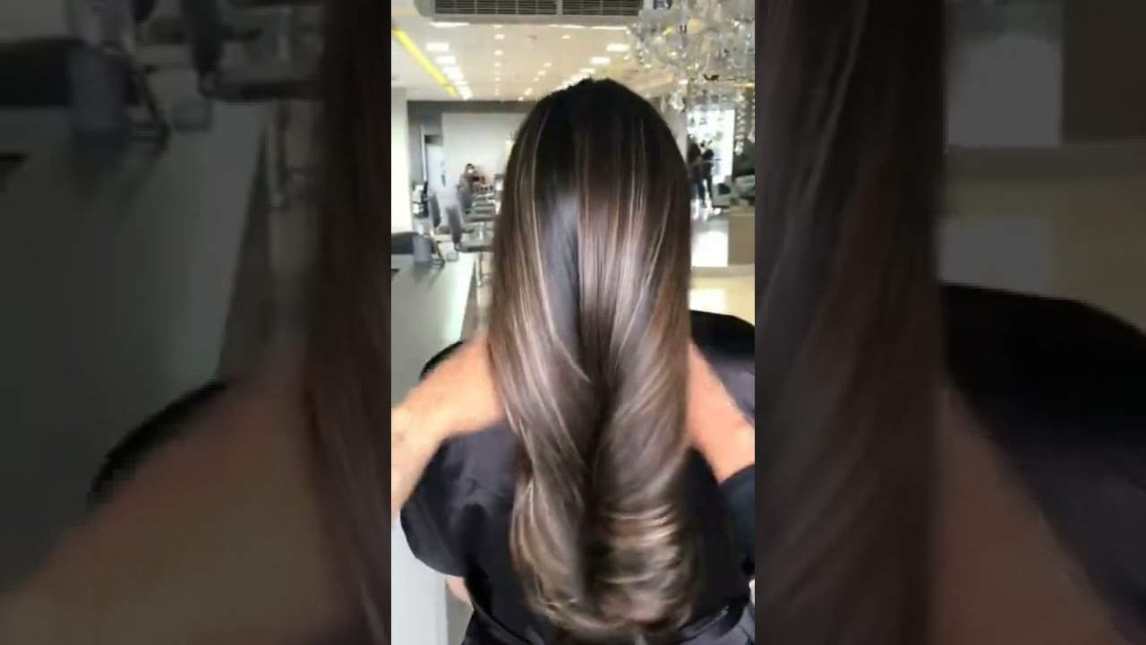 Golden black hair highlights #hairtutorial