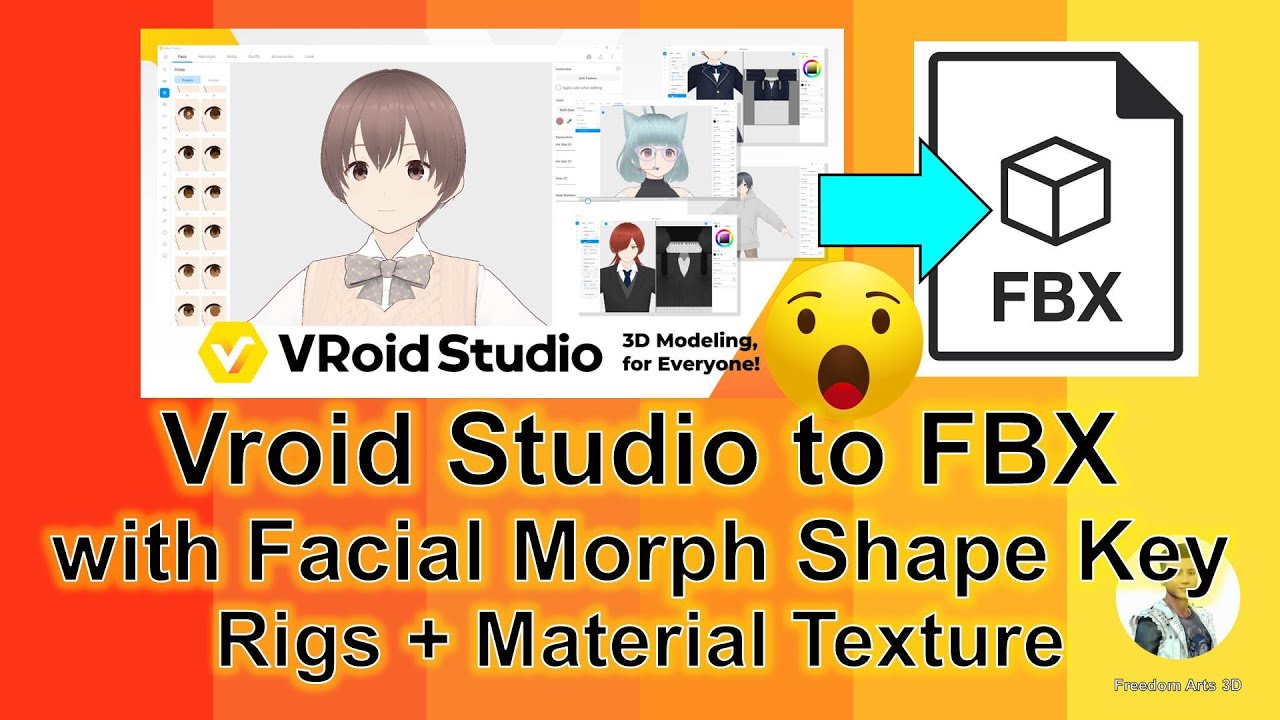Vroid Studio to FBX with Facial Morph Target + Material Textures + Rig Skeleton - Full Tutorial