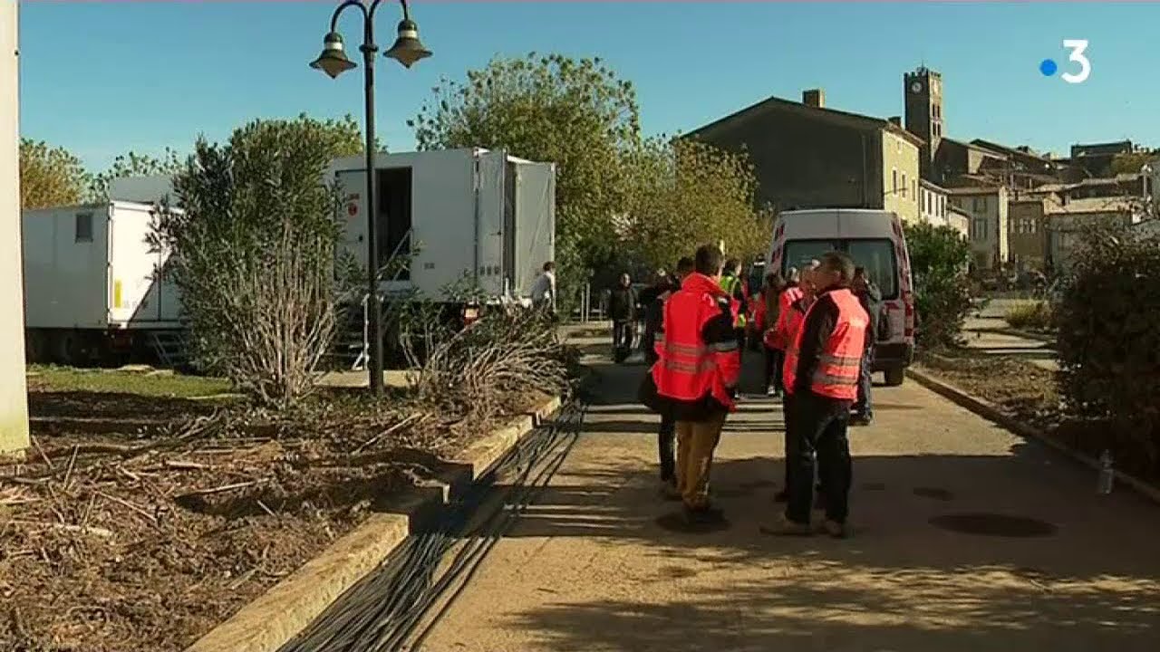 Inondations dans l'Aude : Orange installe des centraux téléphoniques mobiles à Conques-sur-Orbiel