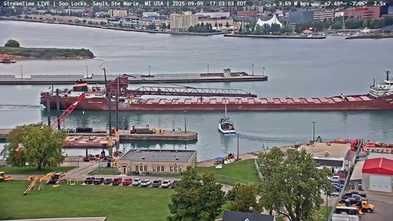 Herbert C Jackson passing through the Soo Locks w/ojibway on Sept 9th, 2025