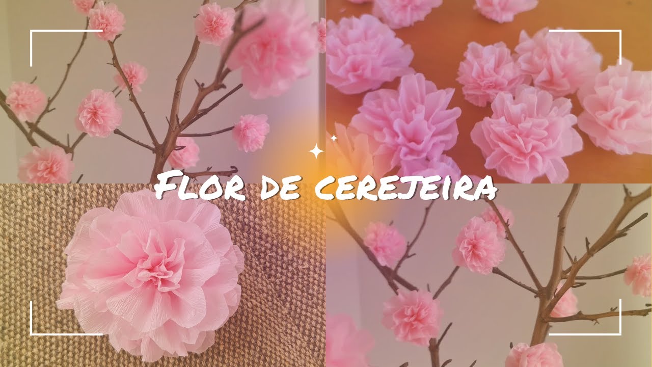 COMO FAZER FLOR DE CEREJEIRA E COMO FAZER ÁRVORE DE CEREJEIRA FÁCIL