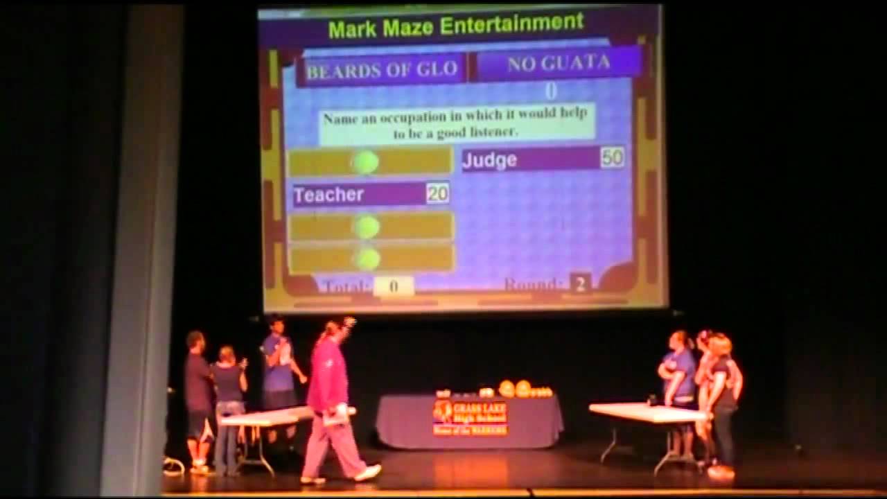 Family-Feud-style trivia game show + CLOBBER in Action