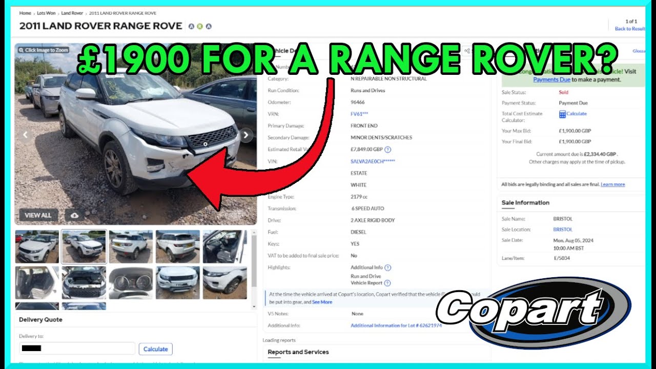 Copart UK — как купить Range Rover на аукционе!