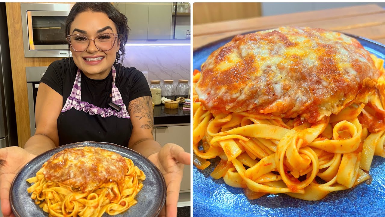 MACARRONADA TALHARIM COM PARMEGIANA DE FRANGO | UMA RECEITA RÁPIDA ÓTIMA OPÇÃO PARA SEU ALMOÇO