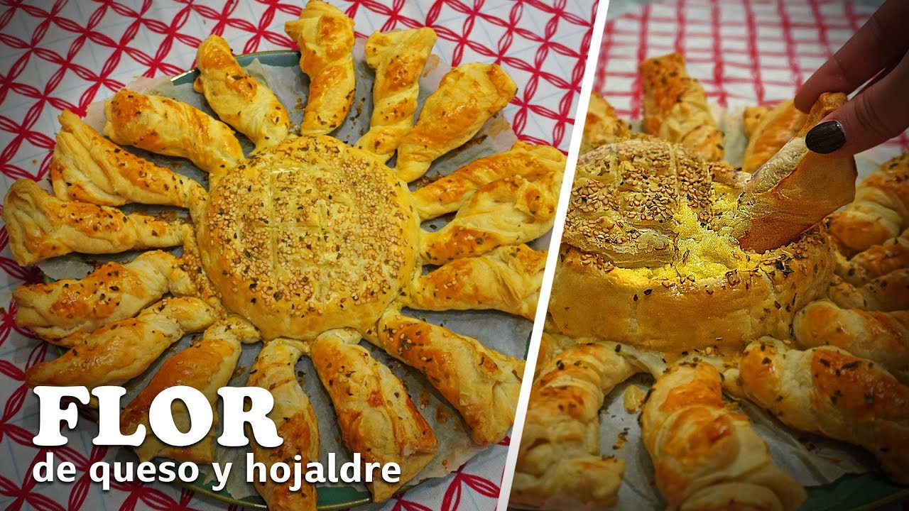 Flor de hojaldre con queso irresistible (¡fácil y crujiente!) 🍴