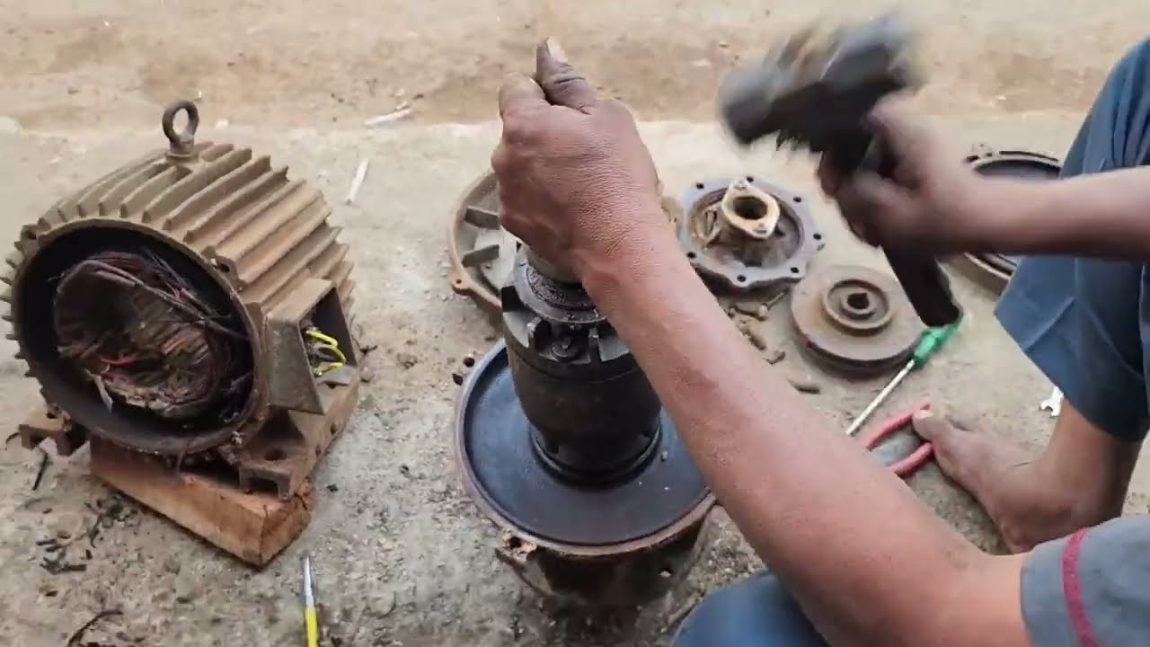 TEXMO 5 HP 2900 RPM MONOBLOCK MOTOR DOUBLE  TO SINGLE WINDING DETAILS. #rewinding #restoration