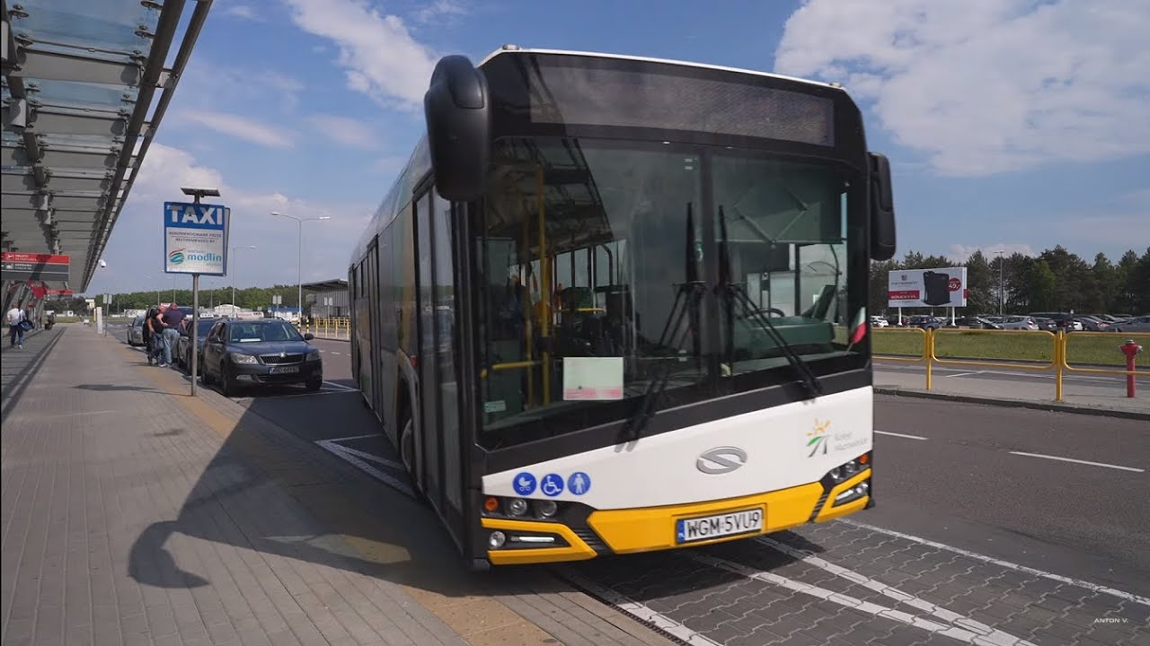 Poland, Warsaw, bus ZL ride from Modlin Airport to Modlin Train Station