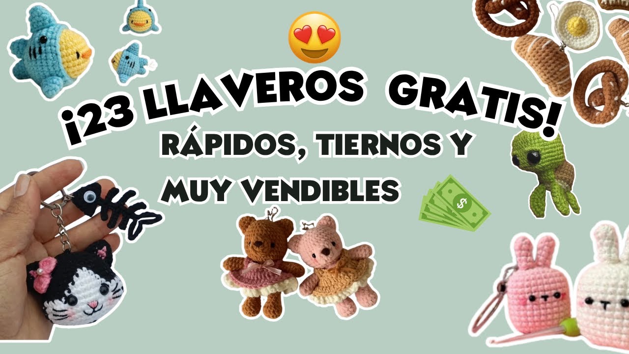 23 Llaveros Amigurumis GRATIS 🧶 | Ideas Fáciles y Rápidas para Tejer y Vender