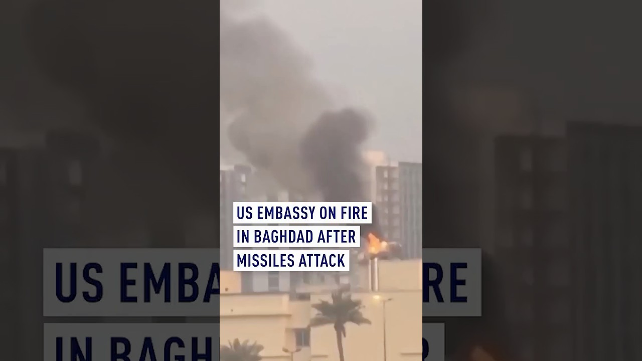 US Embassy on fire in Baghdad after missiles attack