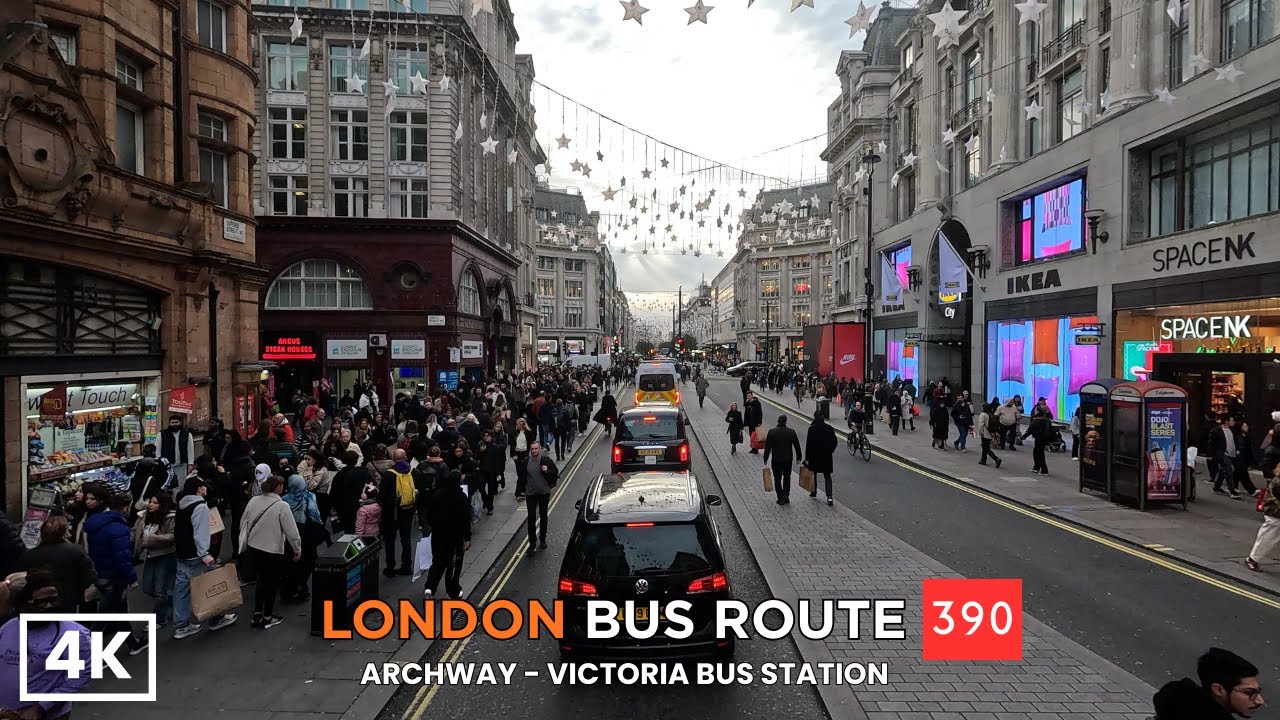 London Bus Ride: Route 390 | Upper Deck Views | Archway to Victoria Bus Station