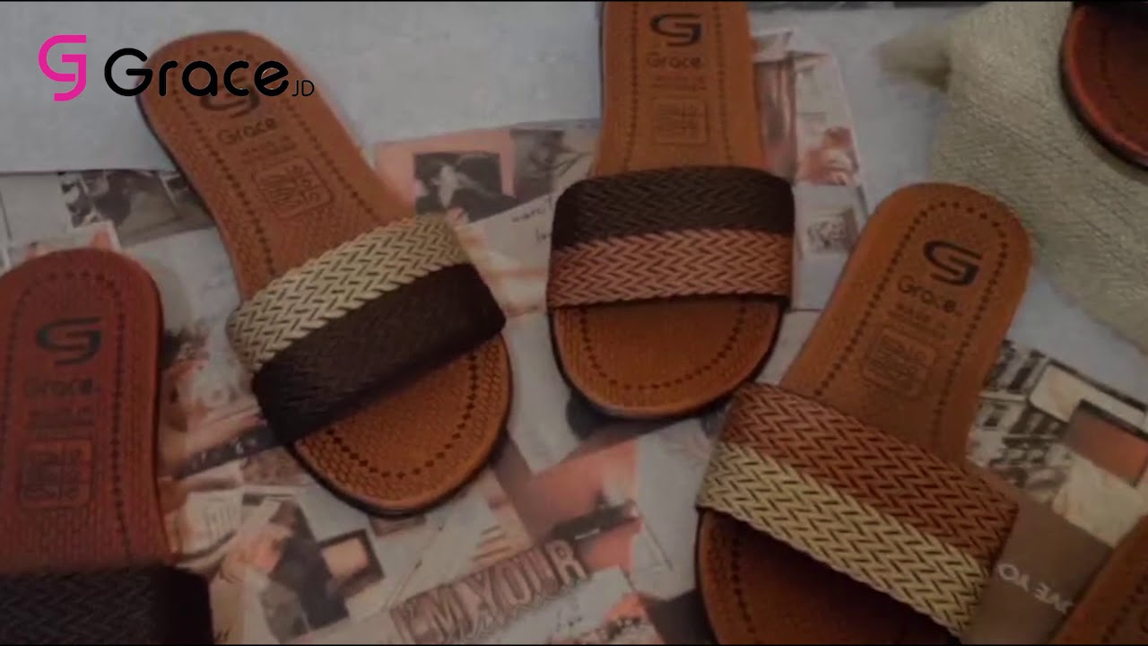 GRACE(RAJUT TULIP SLOP JAPIT 'TAPAK COKLAT' )/SANDAL CEWEK TURKI slop /SENDAL WANITA RAJUT MURAH