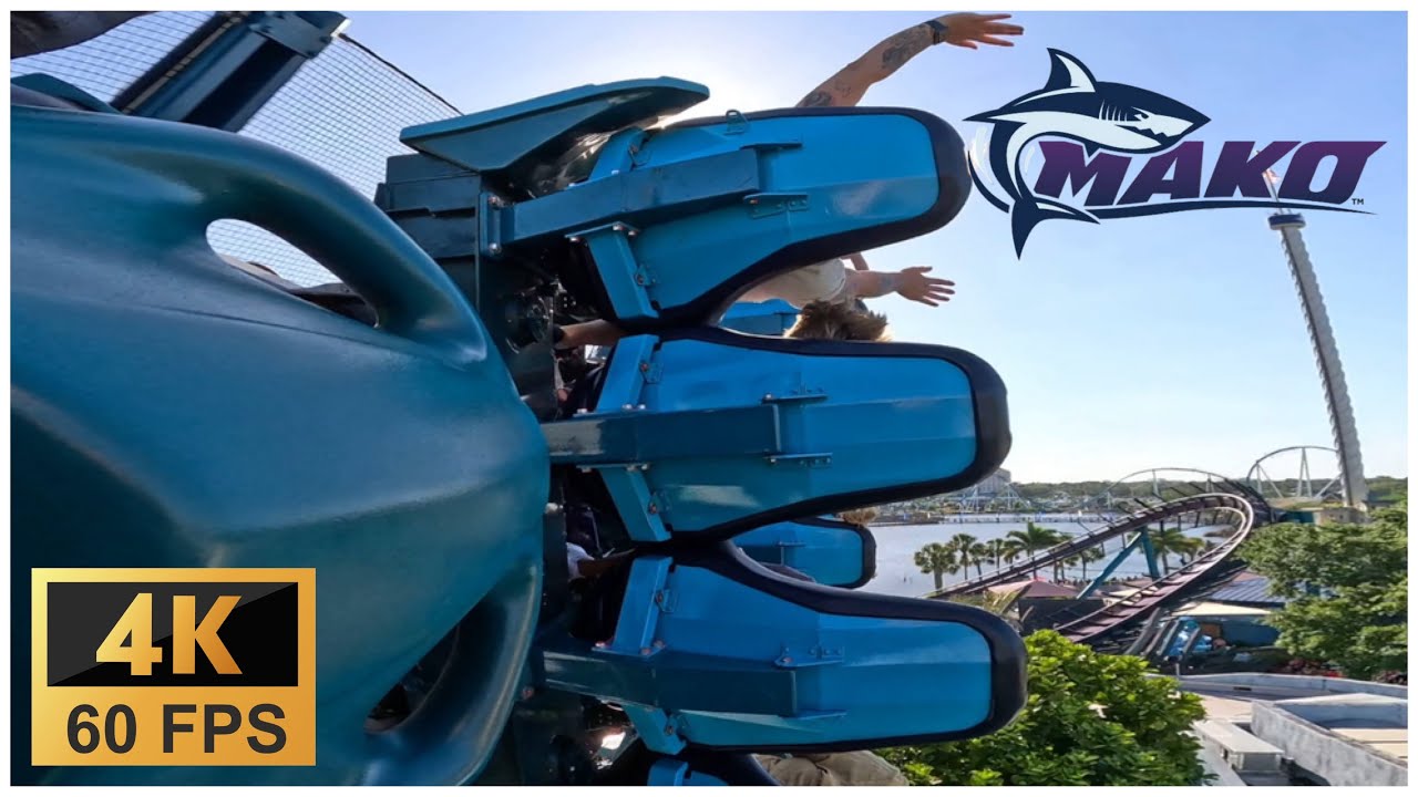 Mako Back Row 4K 60FPS Horizon-Leveled POV | SeaWorld Orlando
