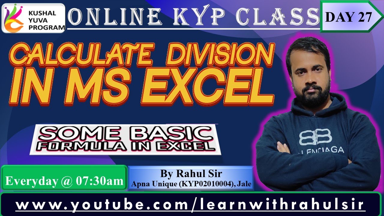 Complete #KYPCourse Online DAY27 MS Excel Formula Tab |By #RahulSir | #apnaunique | #KYP_Learning