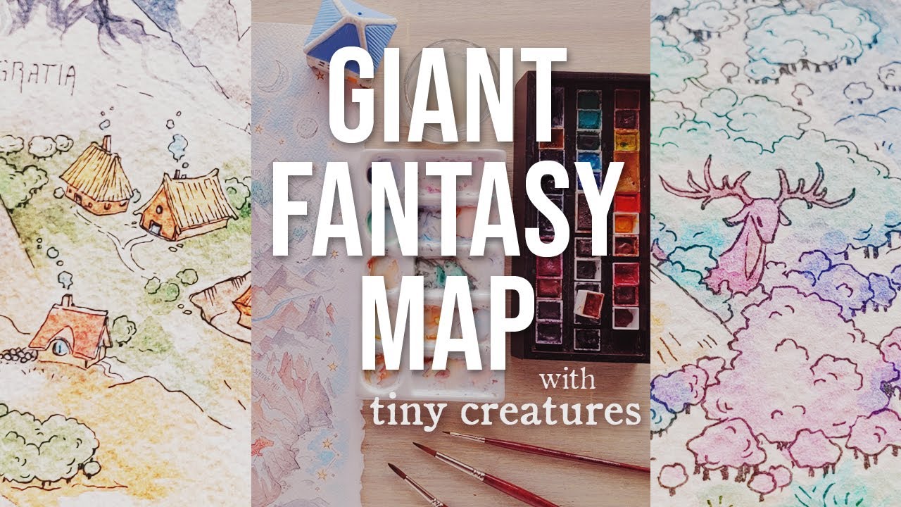 Drawing a Fantasy Map 🎨 D&D Watercolor Painting 🗺️ Map Making