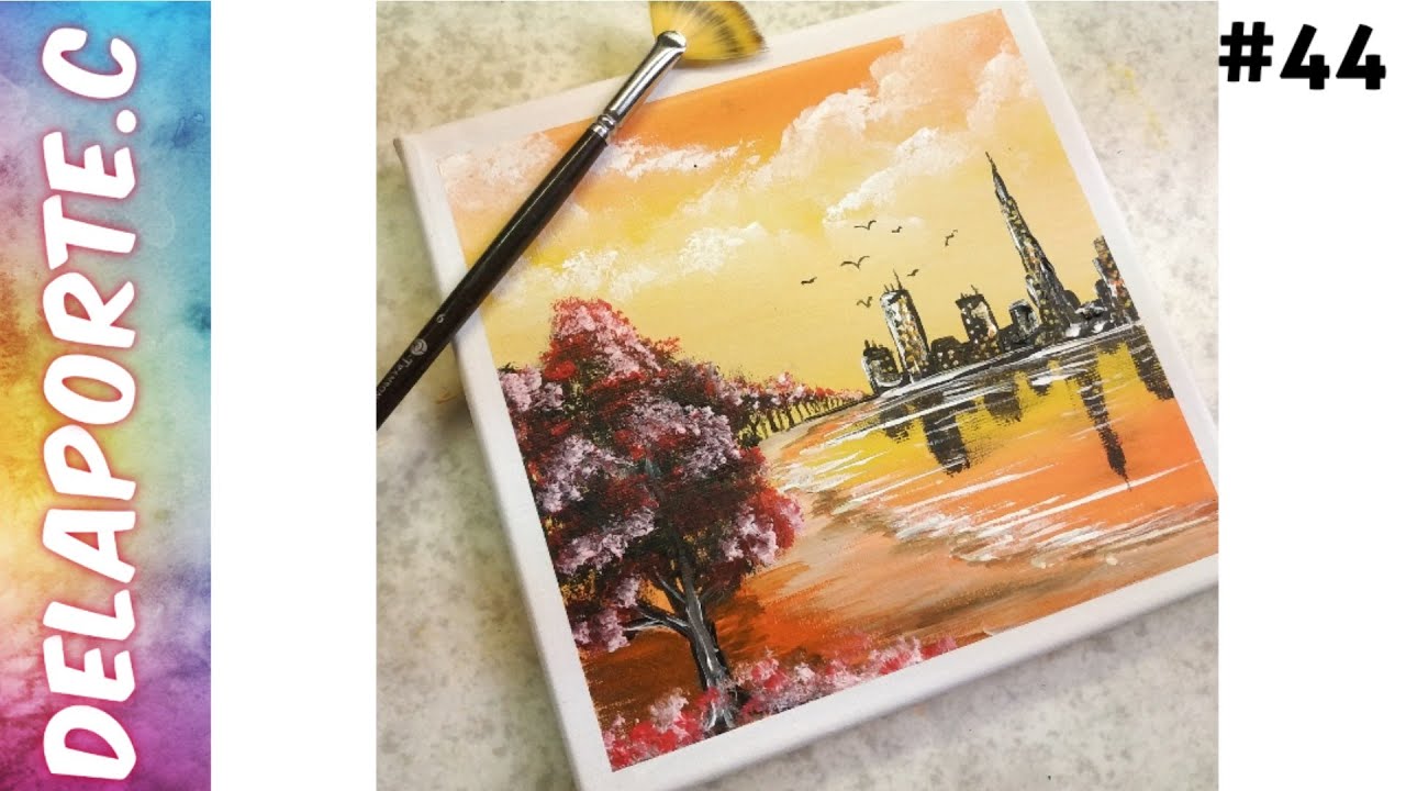 Comment Peindre Une Ville avec des Arbres / Peinture Acrylique Facile / #44
