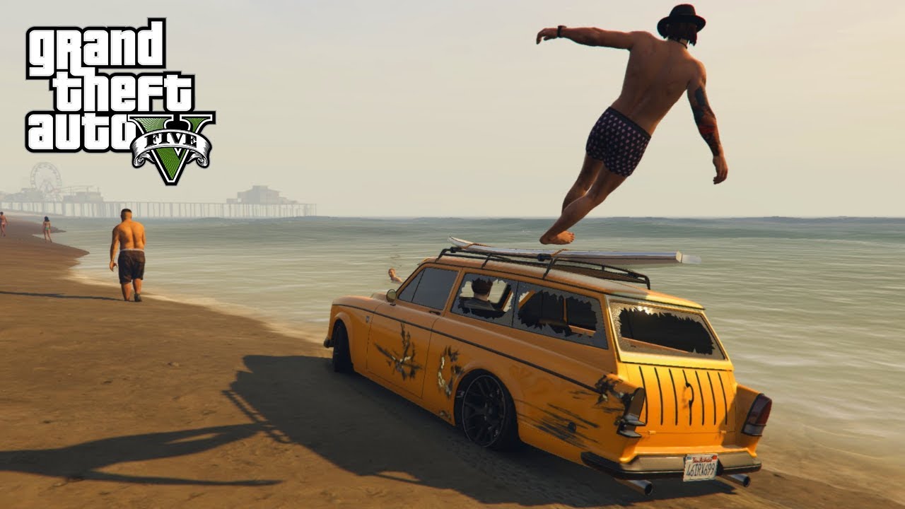 GTA V Freeroam - SURFEN IN GTA MET DE VOLVO AMAZON!