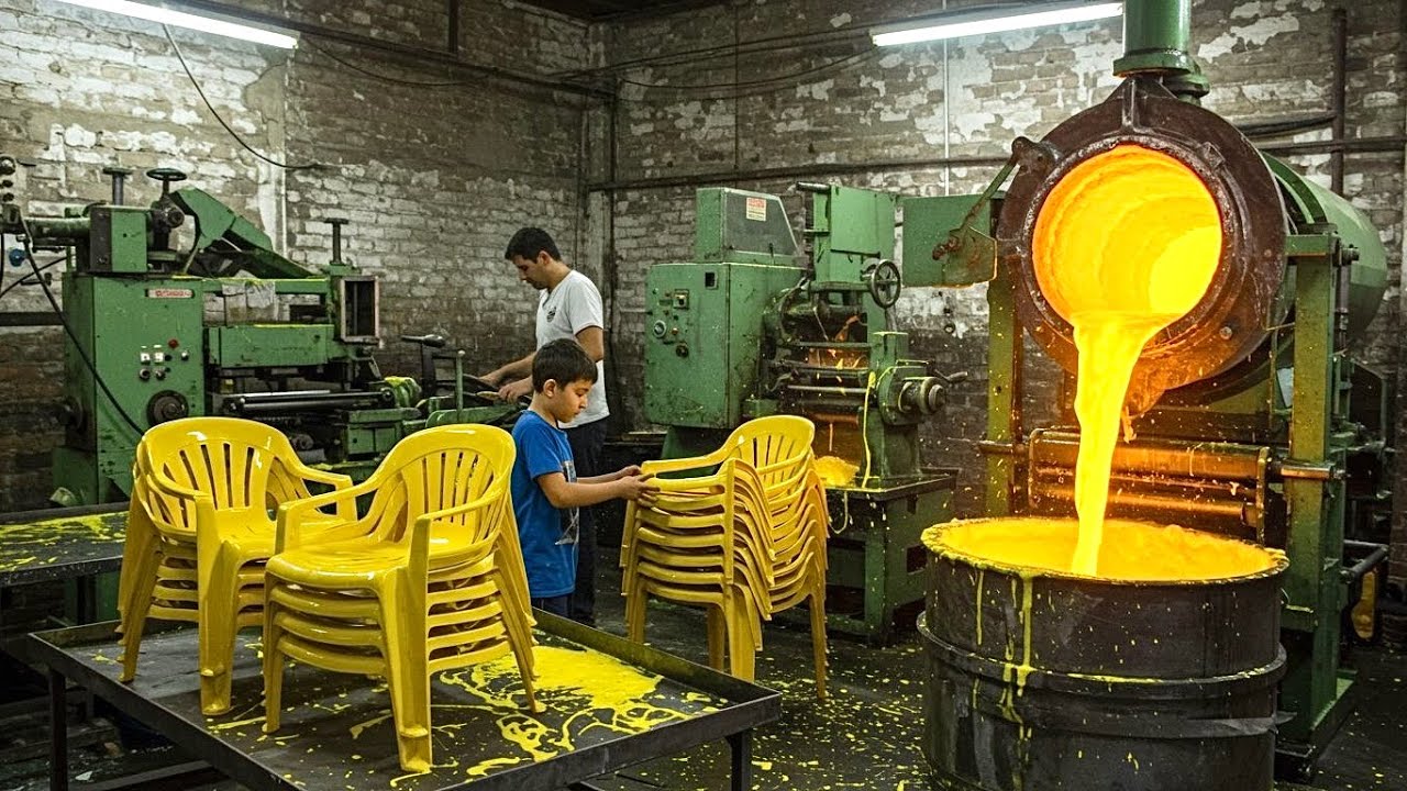 How Plastic Chairs Are Made From Recycled Plastic Polythene Bags | Incredible Manufacturing Process