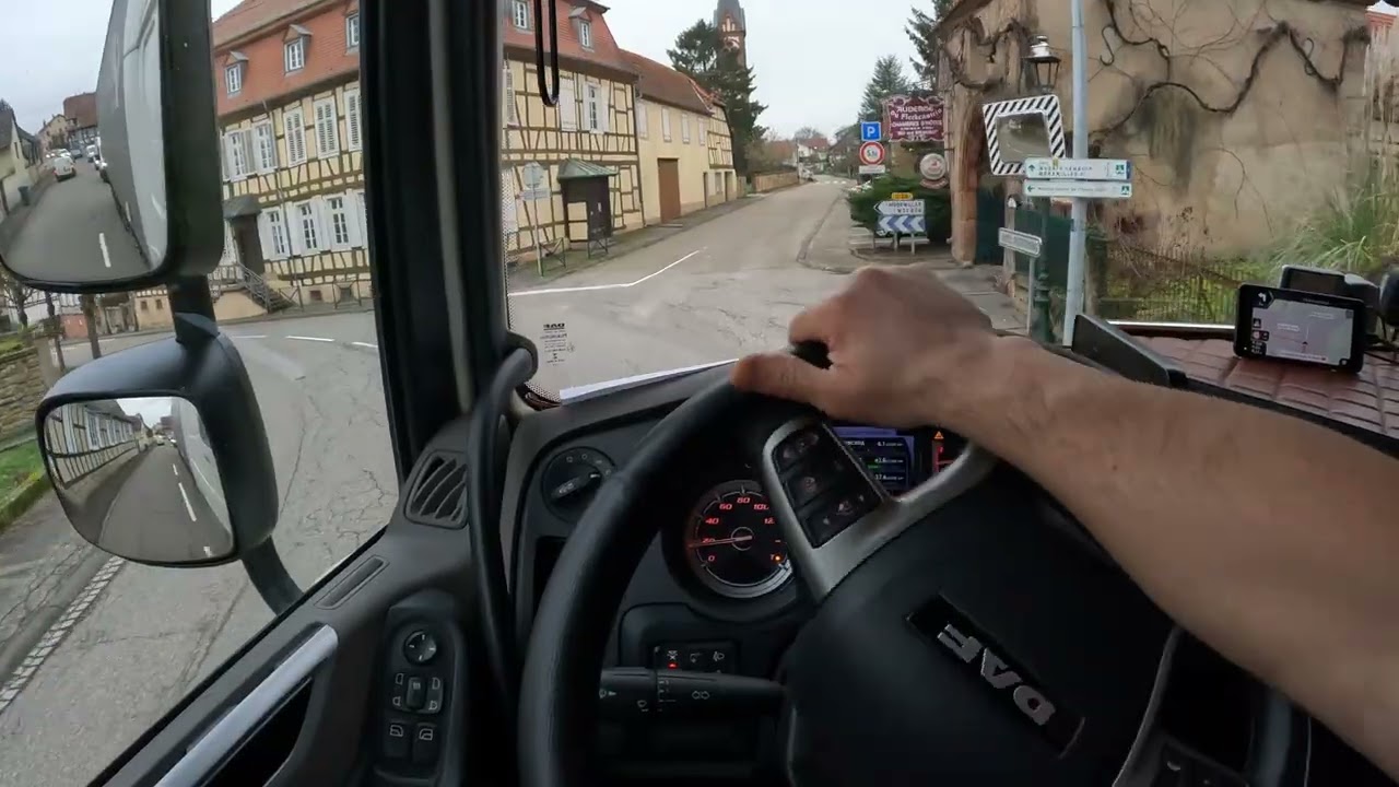 First-person truck driving through the French countryside