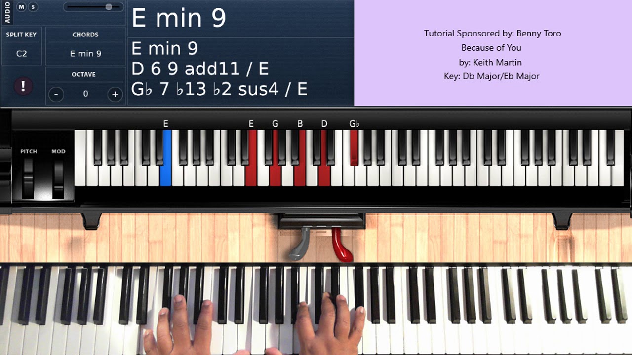 Because of You (by Keith Martin) - Piano Tutorial