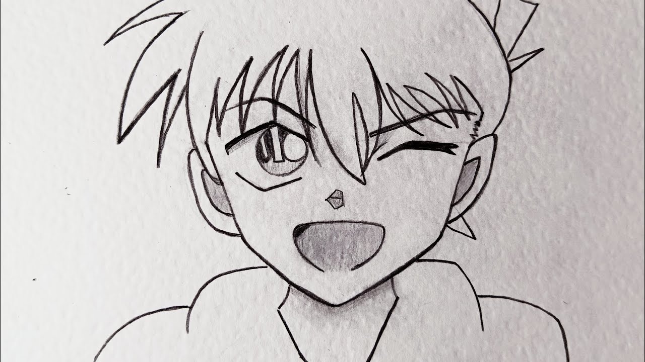 رسم كونان بالرصاص / رسم انمي