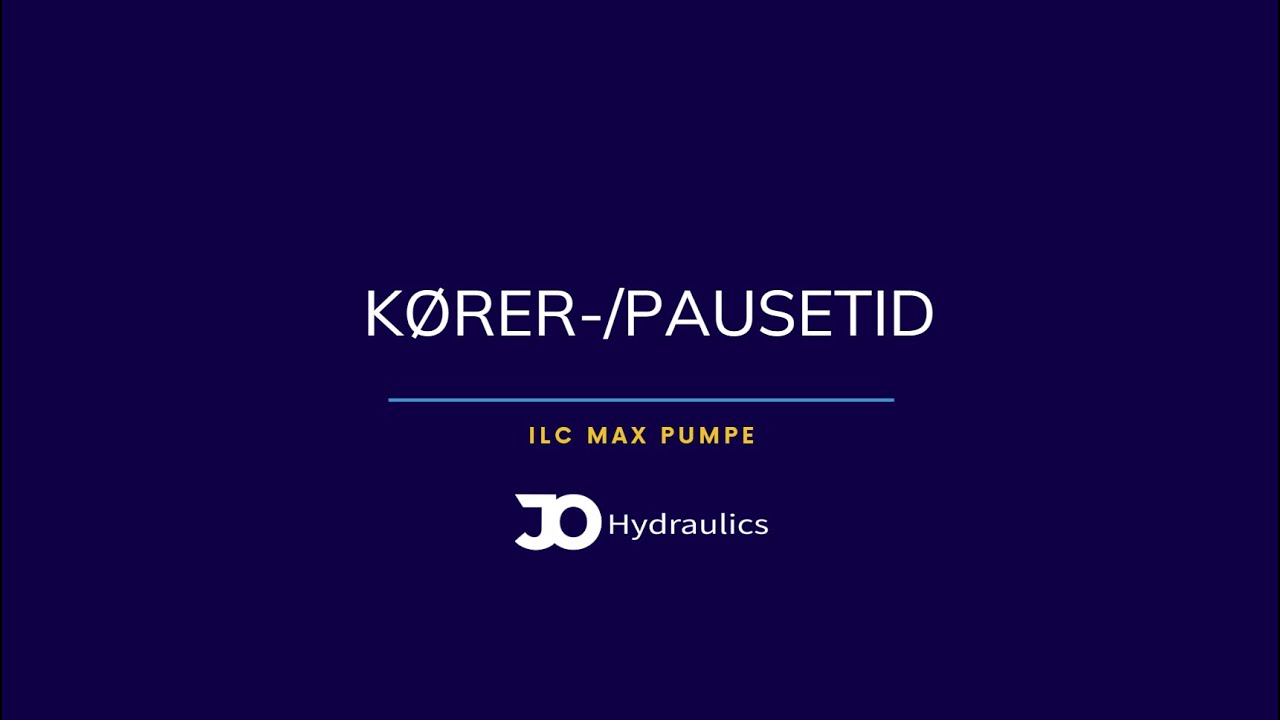 Indstil k&oslash;re-/pausetid ILC MAX pumpe
