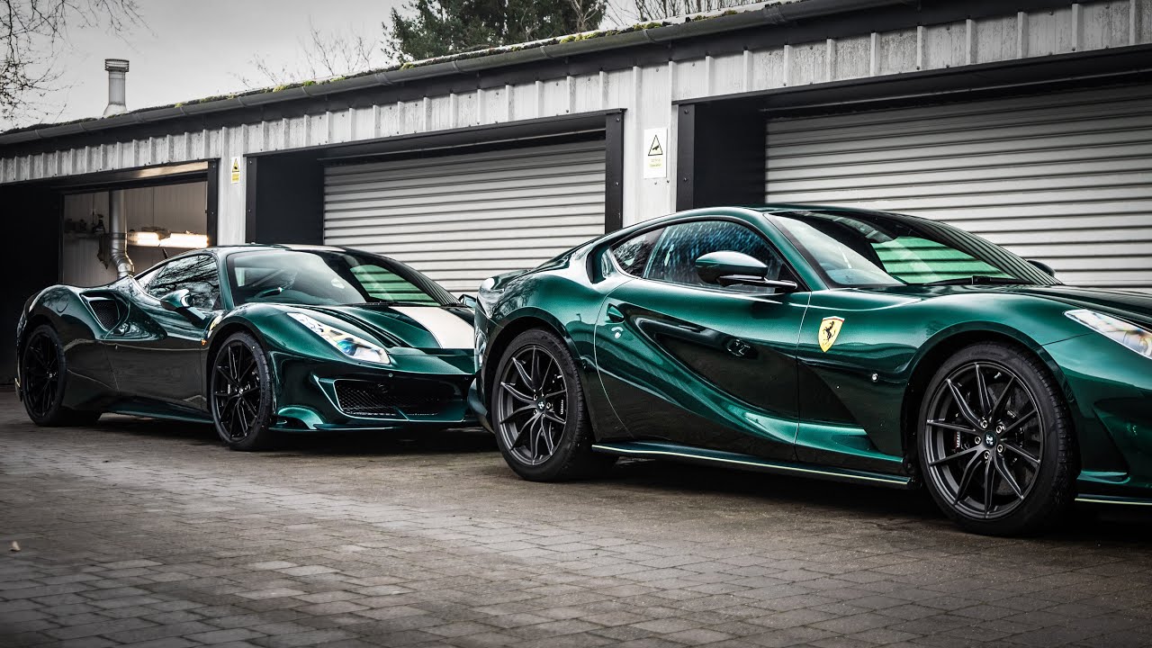 British Racing Green Ferrari Collection: Pista, 812 Superfast, F12...