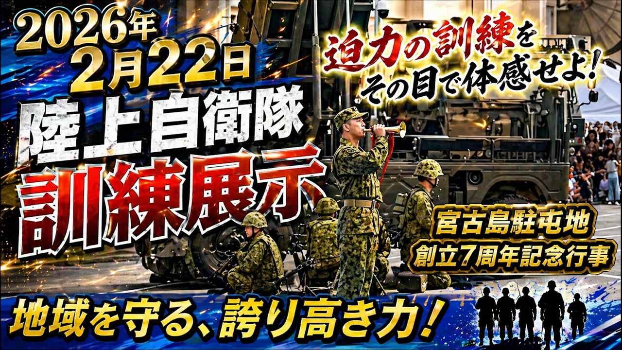 「訓練展示」宮古島駐屯地：2026年2月22日 駐屯地創立7周年記念行事～人のため～飛躍【陸上自衛隊 宮古島駐屯地】7th CAMP MIYAKOJIMA FESTIVAL