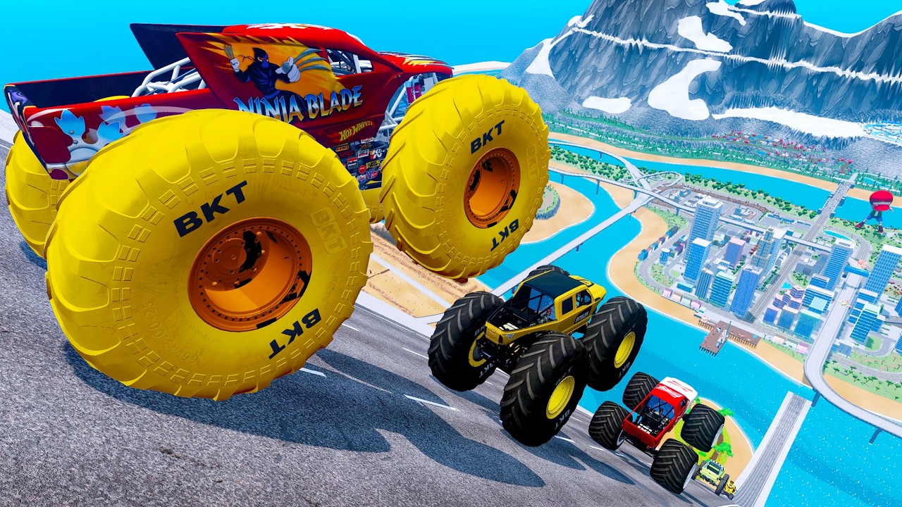 Epic High Speed monster trucks jumps stunts & crashes #116 | BeamNG Drive
