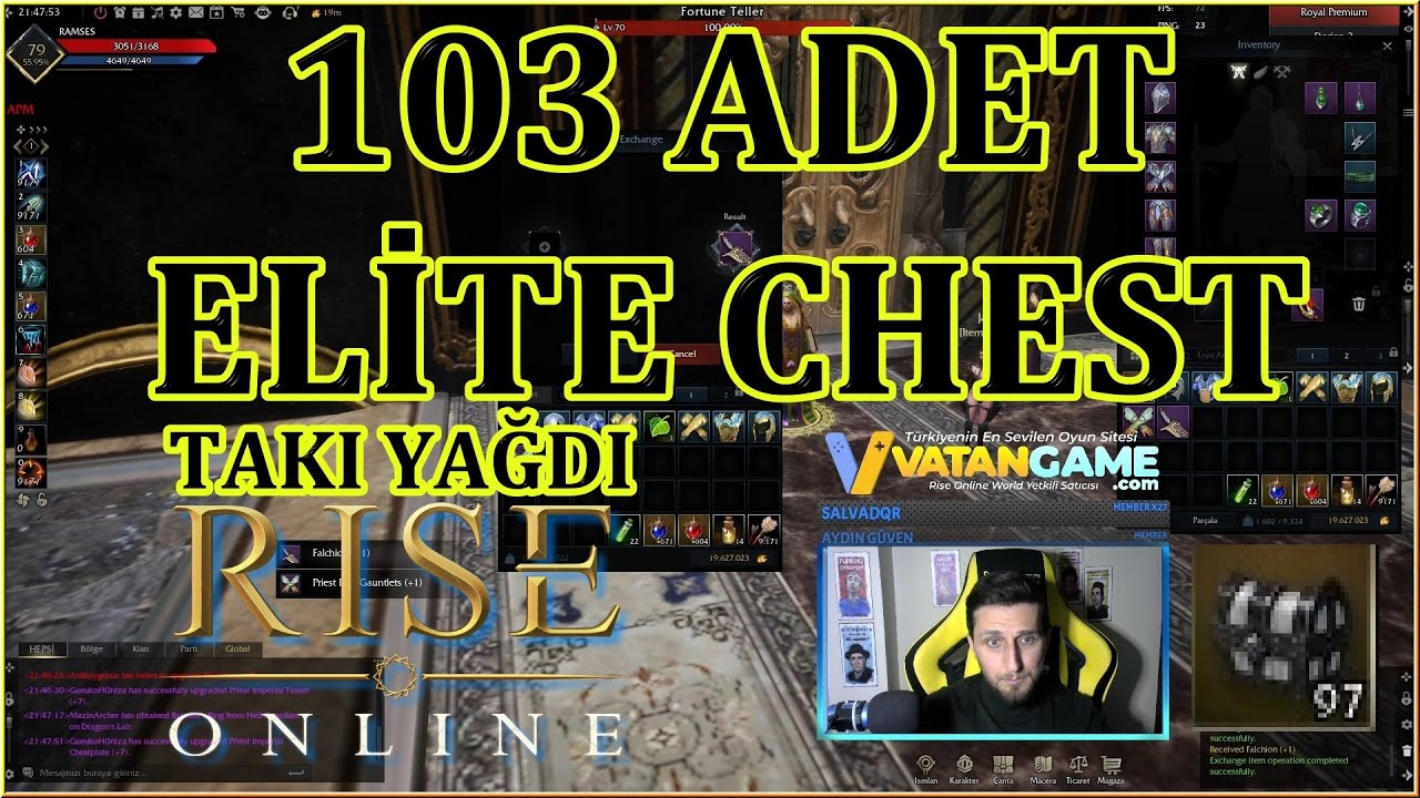 RİSE Online - 103 x ELİTE Chest Kırdık Droplar Şelale - Takılar ! Silahlar !- Sesli Bilgiler TR