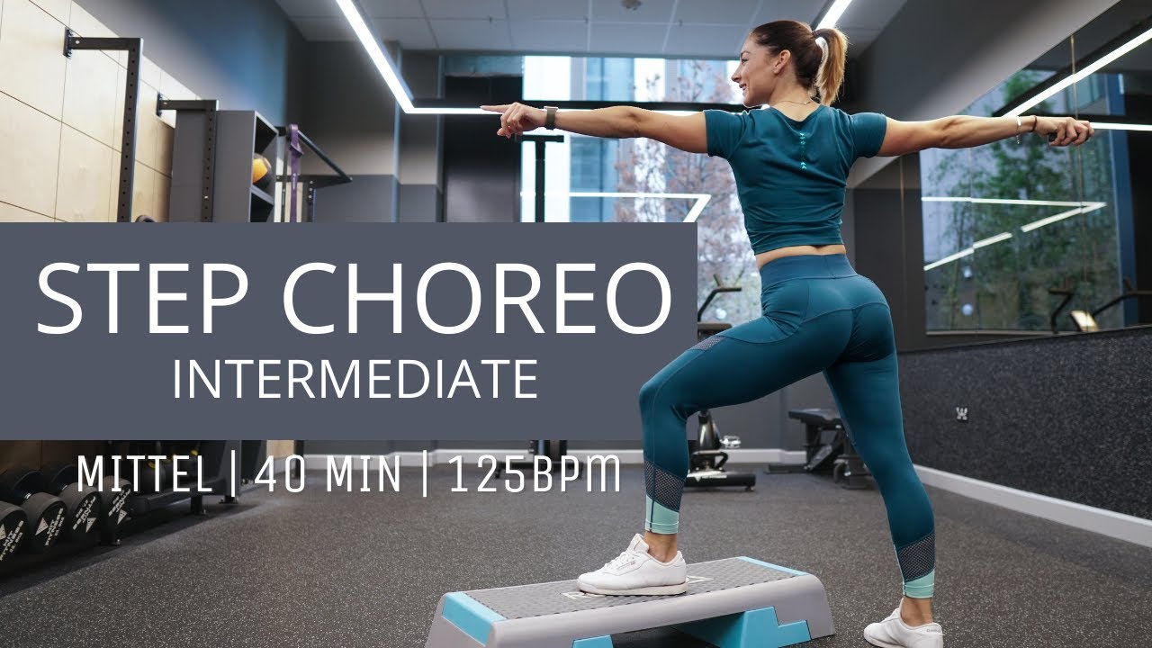 Step Aerobic Mittelstufe Intermediate // Aerobic Choreografie mit Steppbrett // langsamer Beat
