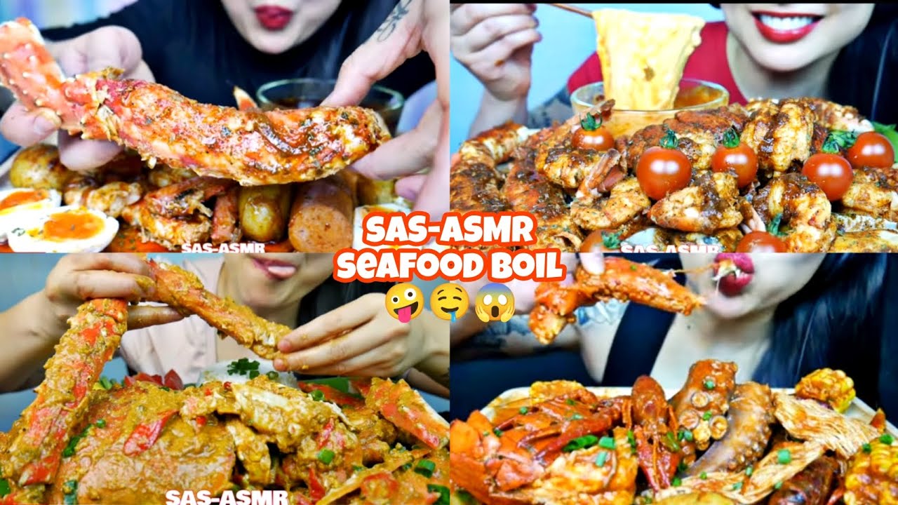 ASMR LEG KING CRAB SEAFOOD BOIL SAS-ASMR MUKBANG COMPILATION king crab, lobster, shrimp, shellfish
