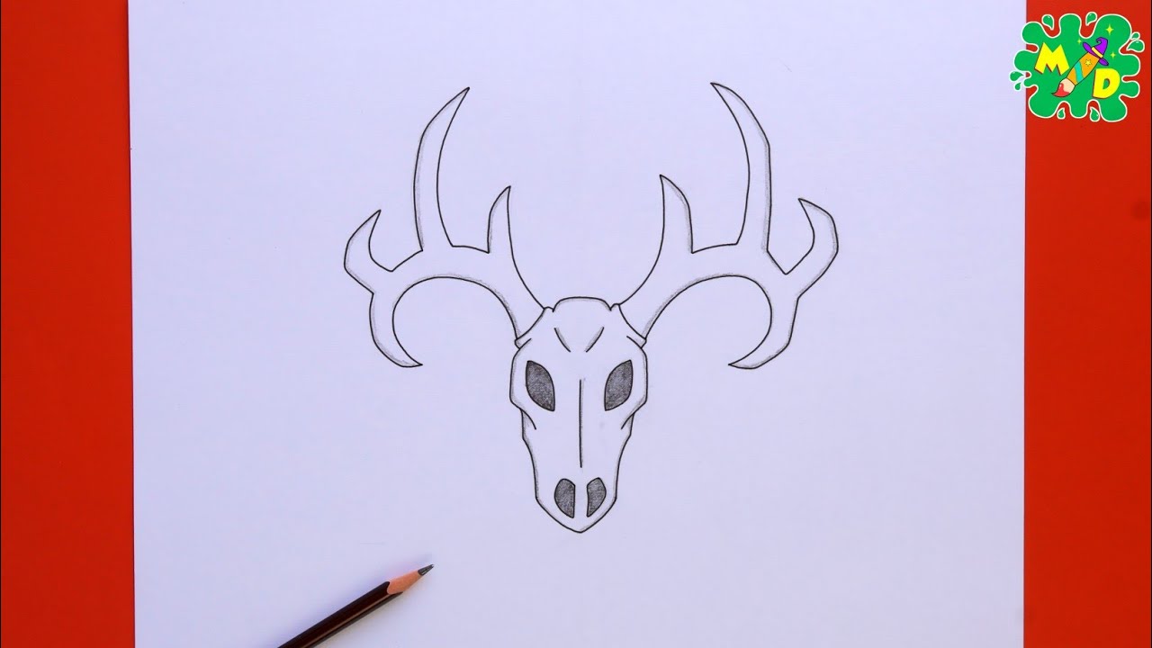 🦌 How to Draw a Deer Skull with Antlers | Easy Step-by-Step Drawing Tutorial 💀